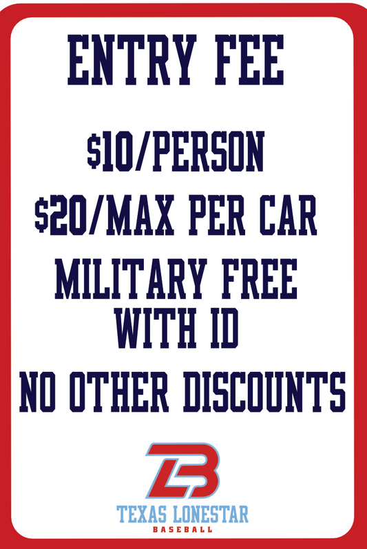 Entry Fee Baseball Facility Sublimated Sign