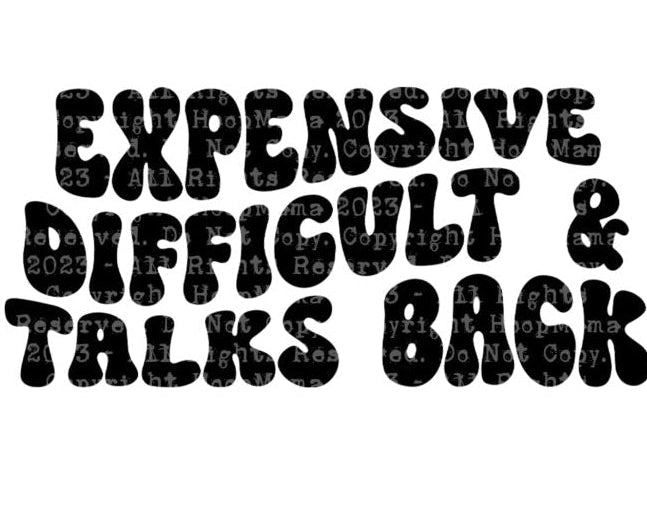 Expensive Difficult and Talks Back