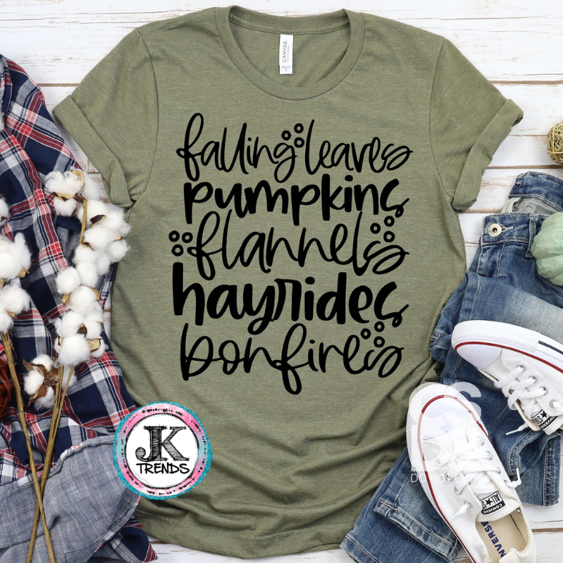Falling Leaves, pumpkins, flannels, hayrides, bonfires