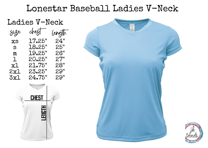 Texas Lonestar Baseball Circle Ladies V-Neck Short Sleeve