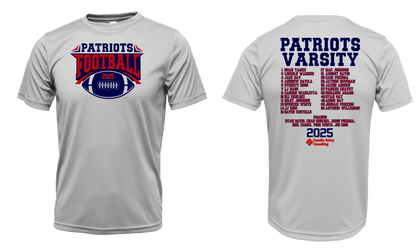 Patriots Varsity 2025 Football Team Roster Drifit Short Sleeve