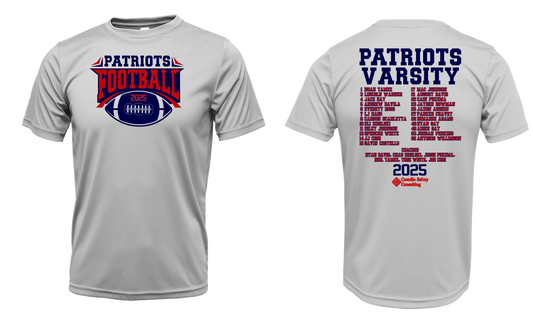 Patriots Varsity 2025 Football Team Roster Drifit Short Sleeve