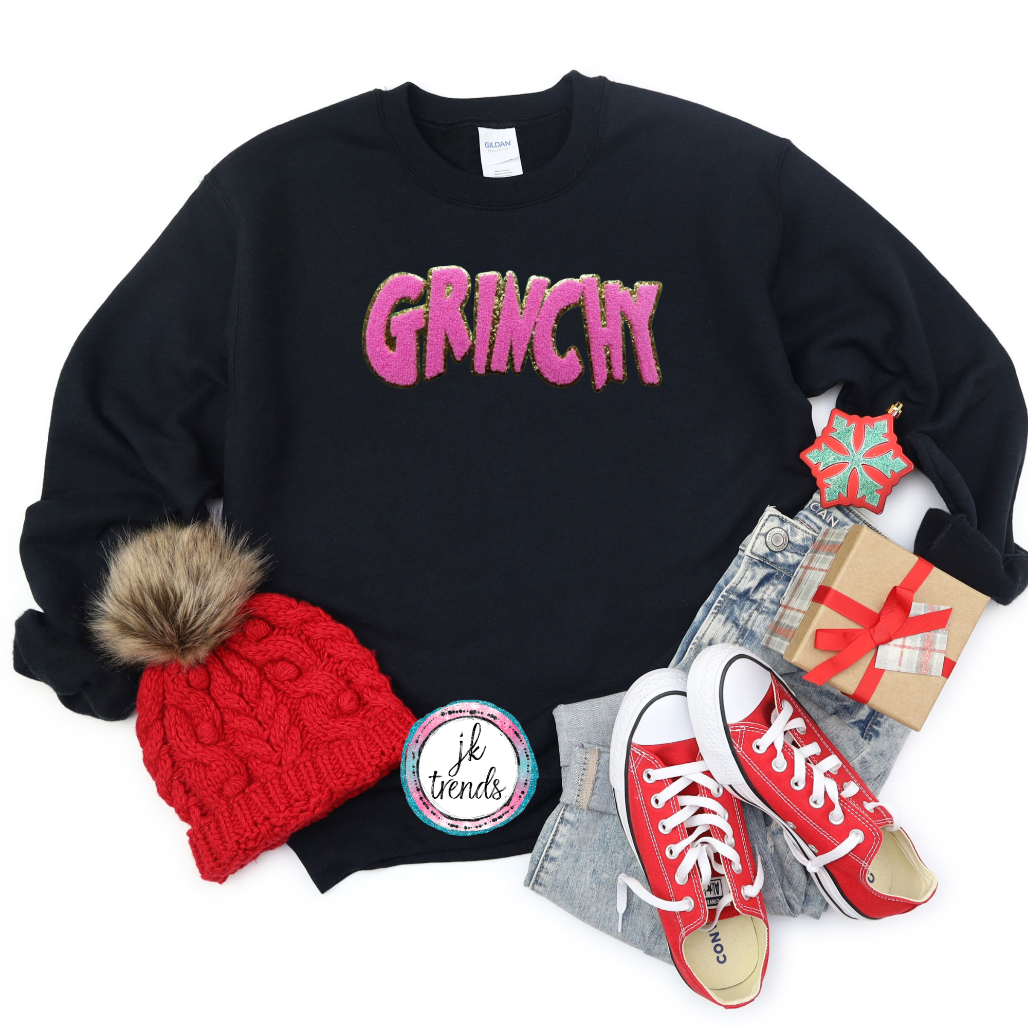 Pink Grinchy Youth Crewneck Sweatshirt