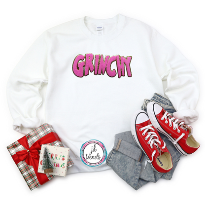 Pink Grinchy Youth Crewneck Sweatshirt