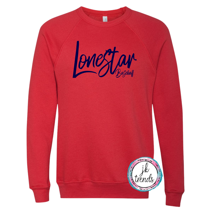 Lonestar Baseball Script Puff Toddler/Youth/Adult Bella Canvas Sweatshirt