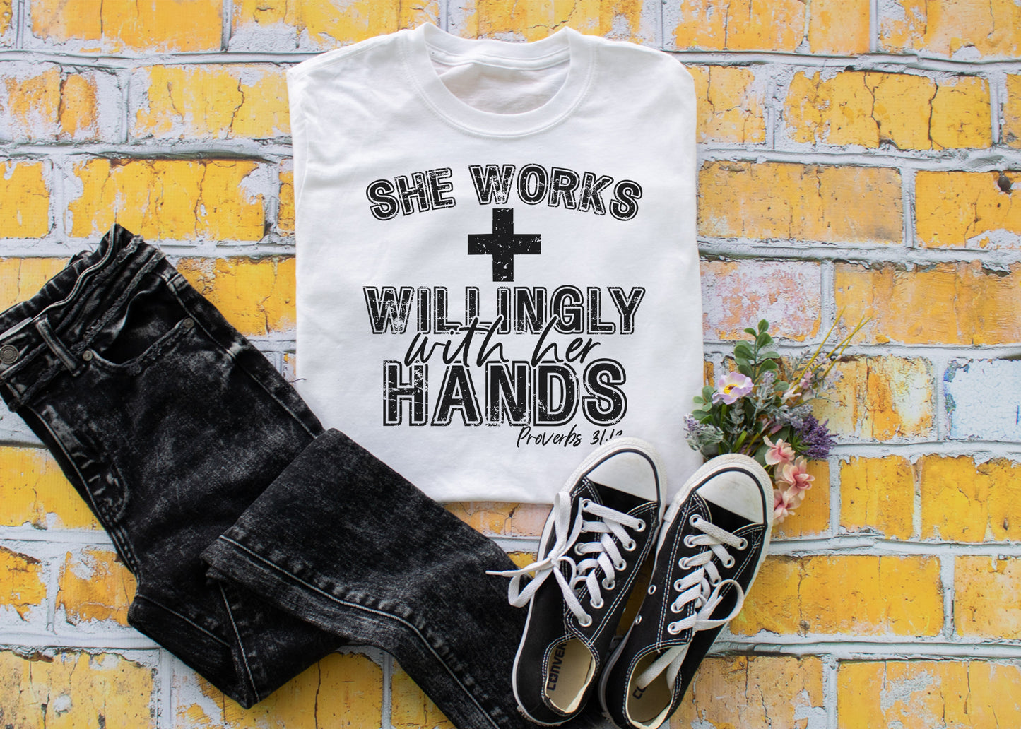 She works willingly with her hands