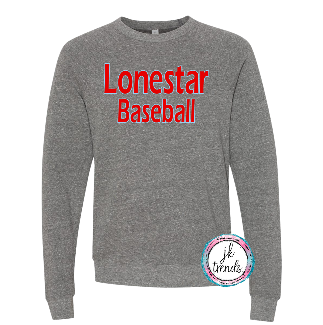 Lonestar Baseball Toddler/Youth/Adult Bella Canvas Sweatshirt
