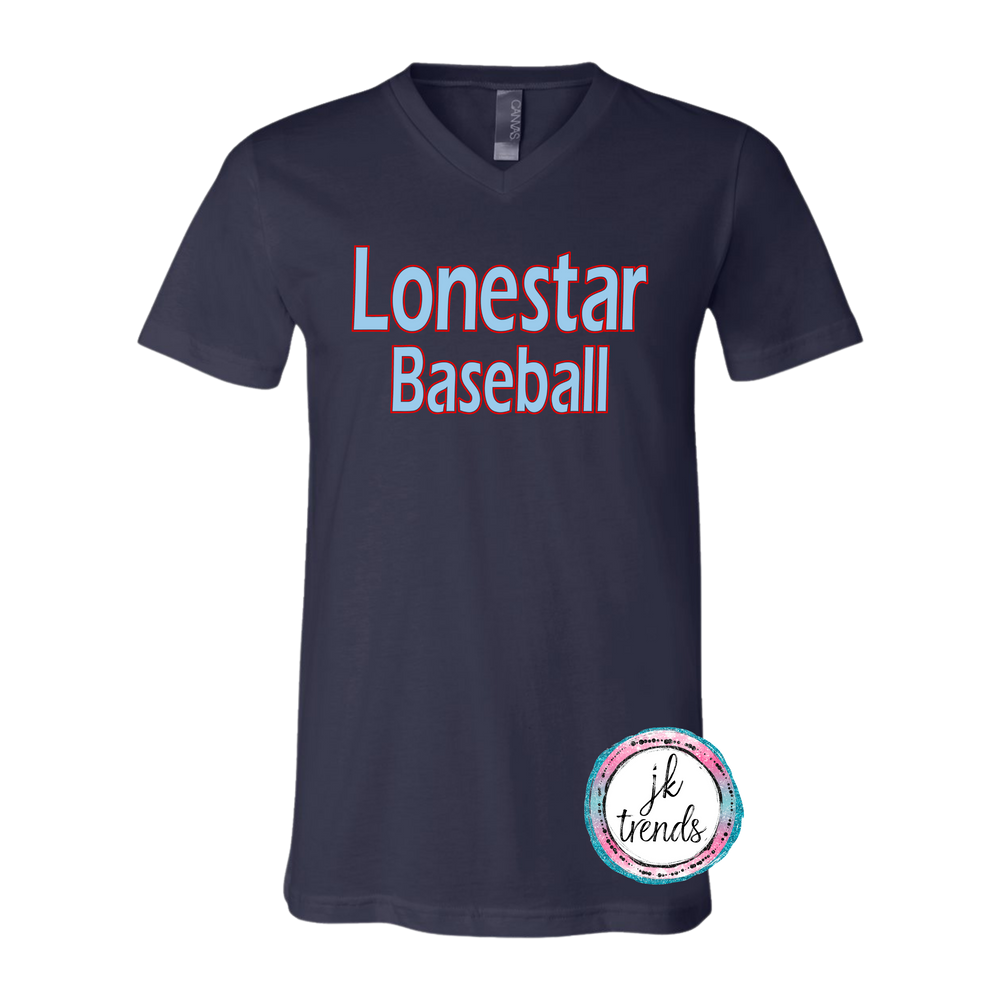 Navy Shirt-Lonestar Columbia Outlined Red