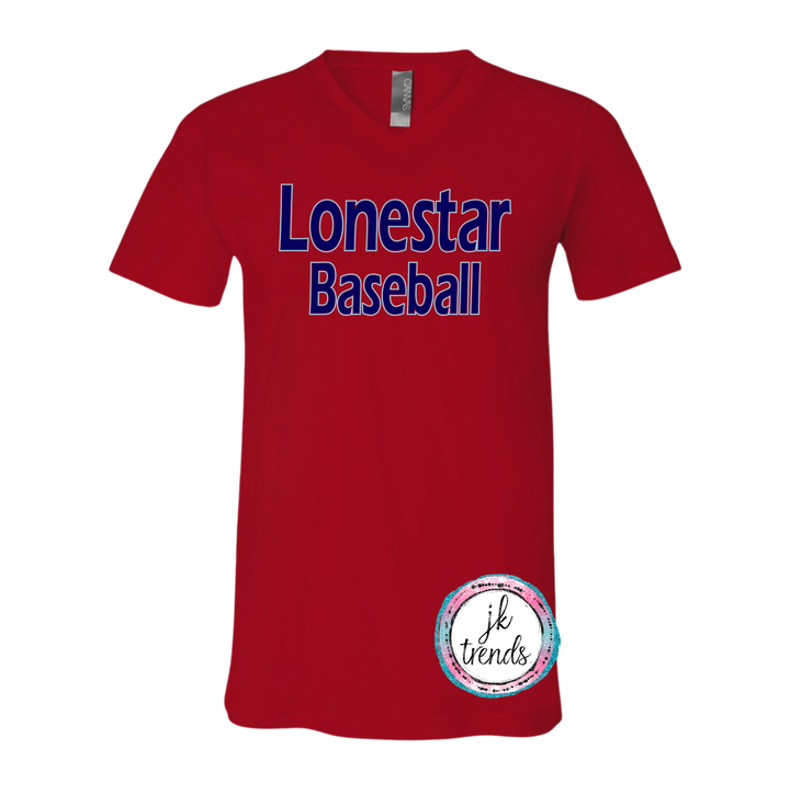 Red Shirt-Lonestar Navy Outlined Columbia