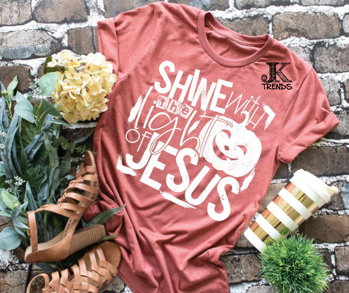 Shine with the light of Jesus Youth Halloween Fun Shirt