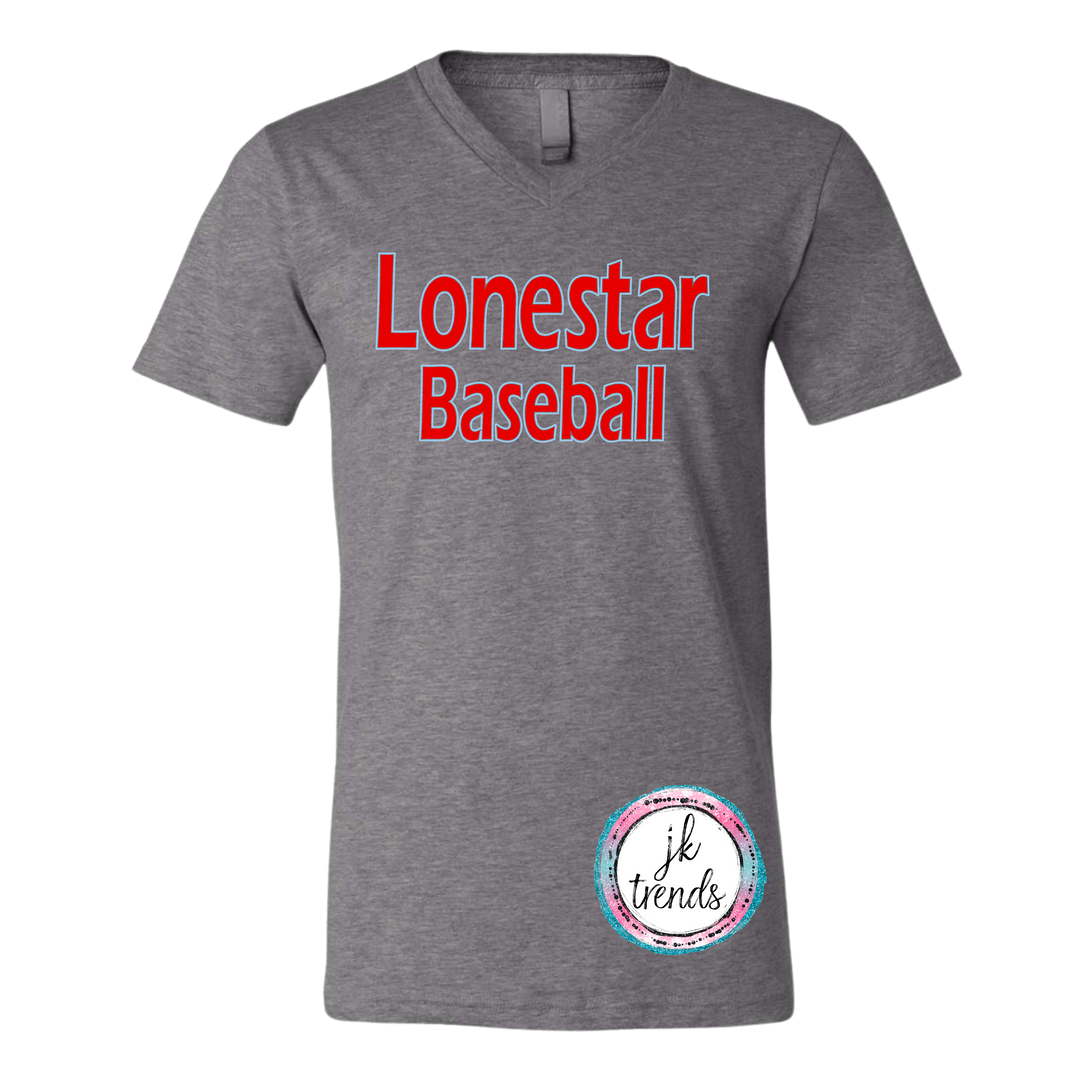Gray Shirt-Lonestar Red Outlined Columbia