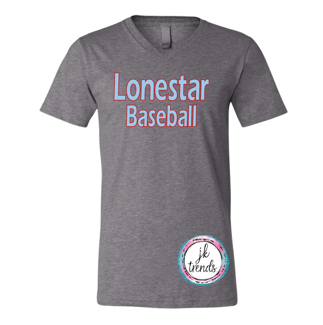 Gray Shirt-Lonestar Columbia Outlined Red