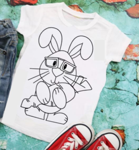 Happy Easter, Easter Basket, Girl or Boy Bunny Color Shirt Youth