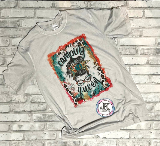 Camping Queen Shirt, Leopard Messy Bun Shirt, Funny Camping Shirt Women, Camper Shirt, Camping Lover Shirt, Camp Lover Shirt, Glamping Shirt