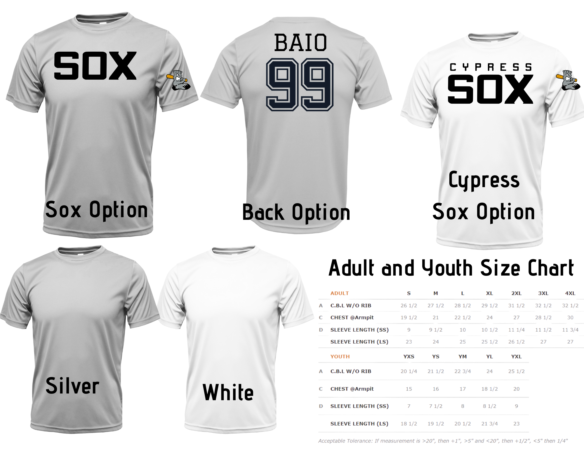 Cypress Sox ADULT Short Sleeve