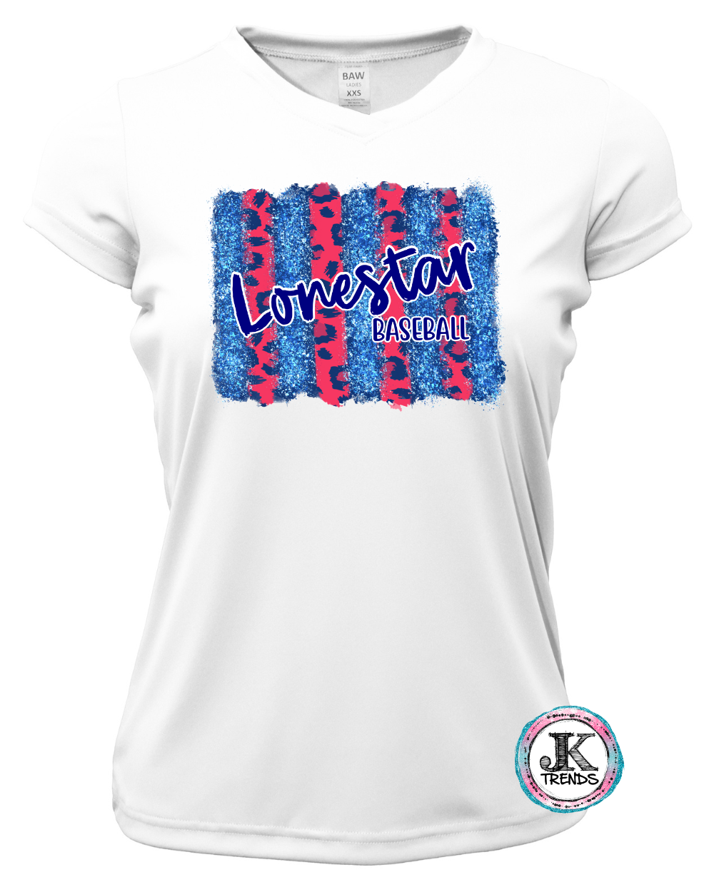 Lonestar Baseball Glitter Brushstroke Dri-Fit Ladies Vneck