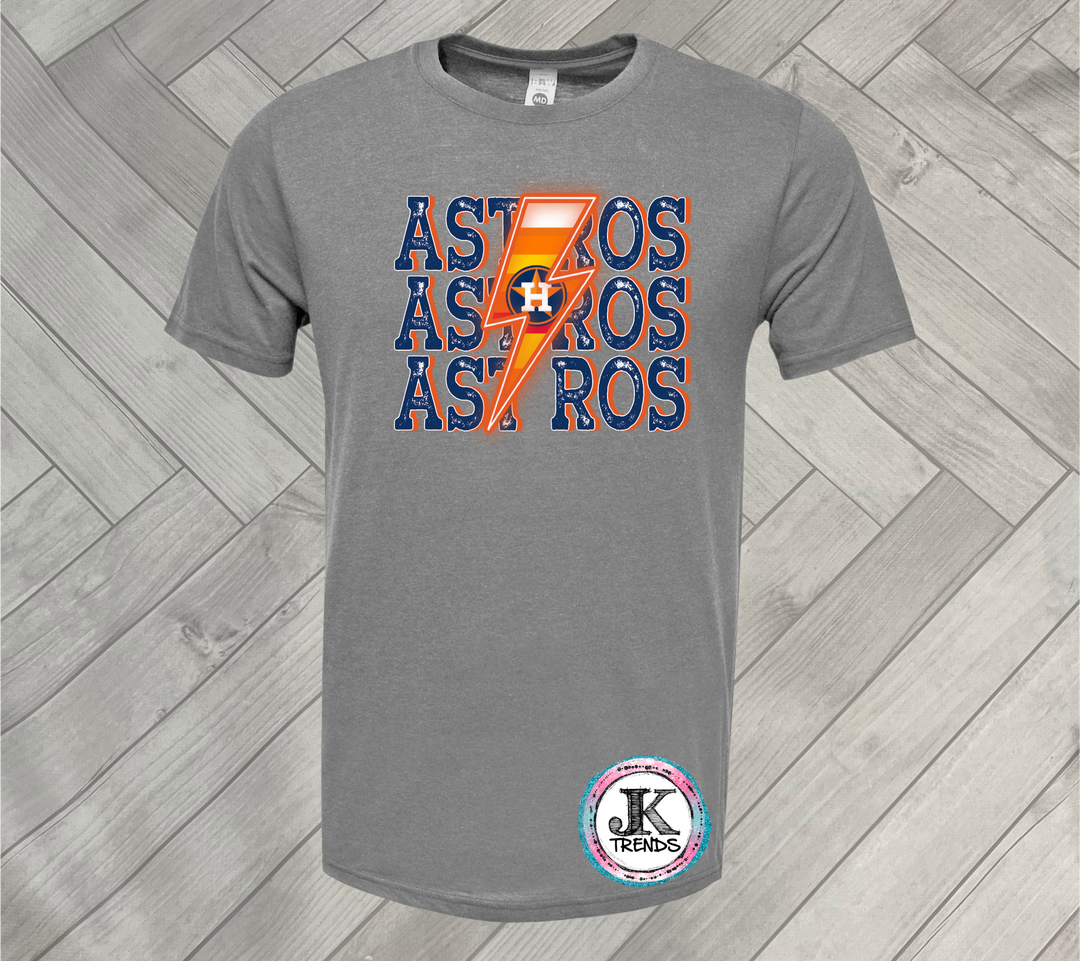 Astros Stacked Lightening Bolt Baseball Houston Short Sleeve Shirt