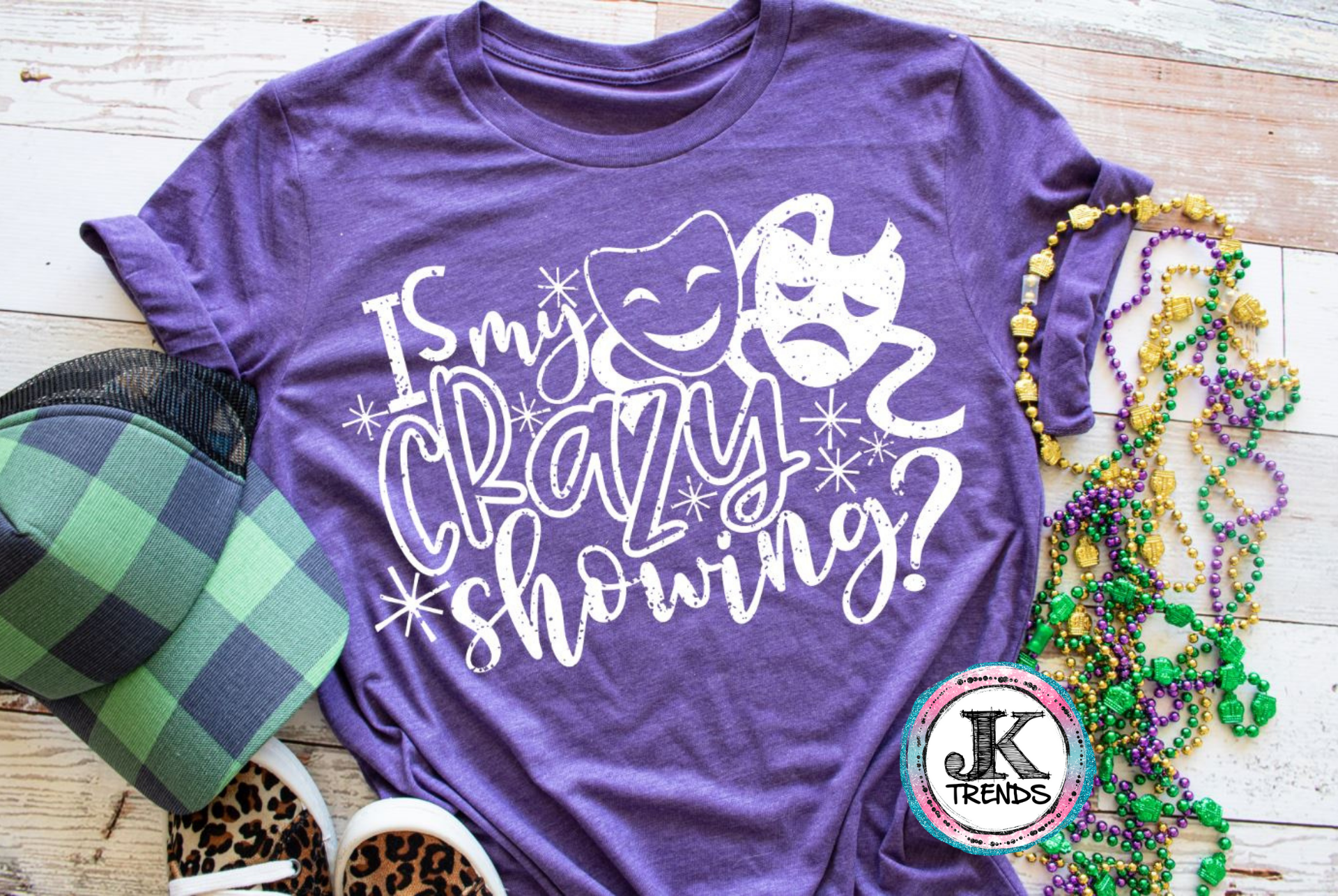 Is My Crazy Showing Mardi Gras Bella Canvas Adult Crew Nect Shirt