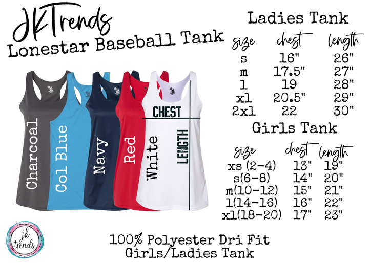 LB Logo for Lonestar Baseball Girls Ladies Drifit Tank