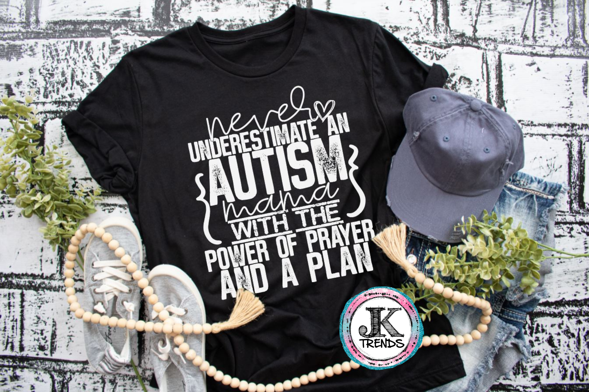 Never Underestimate an Autism Mama with the Power of Prayer and a Plan Awareness Bella T Shirt Crew Neck