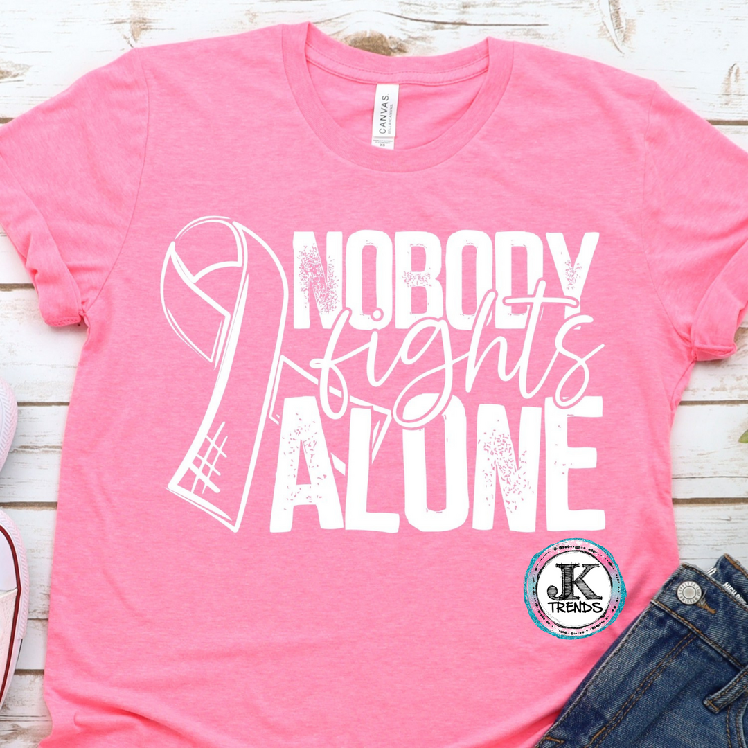 Nobody fights Alone Cancer Awareness Bella T Shirt Crew Neck Adult