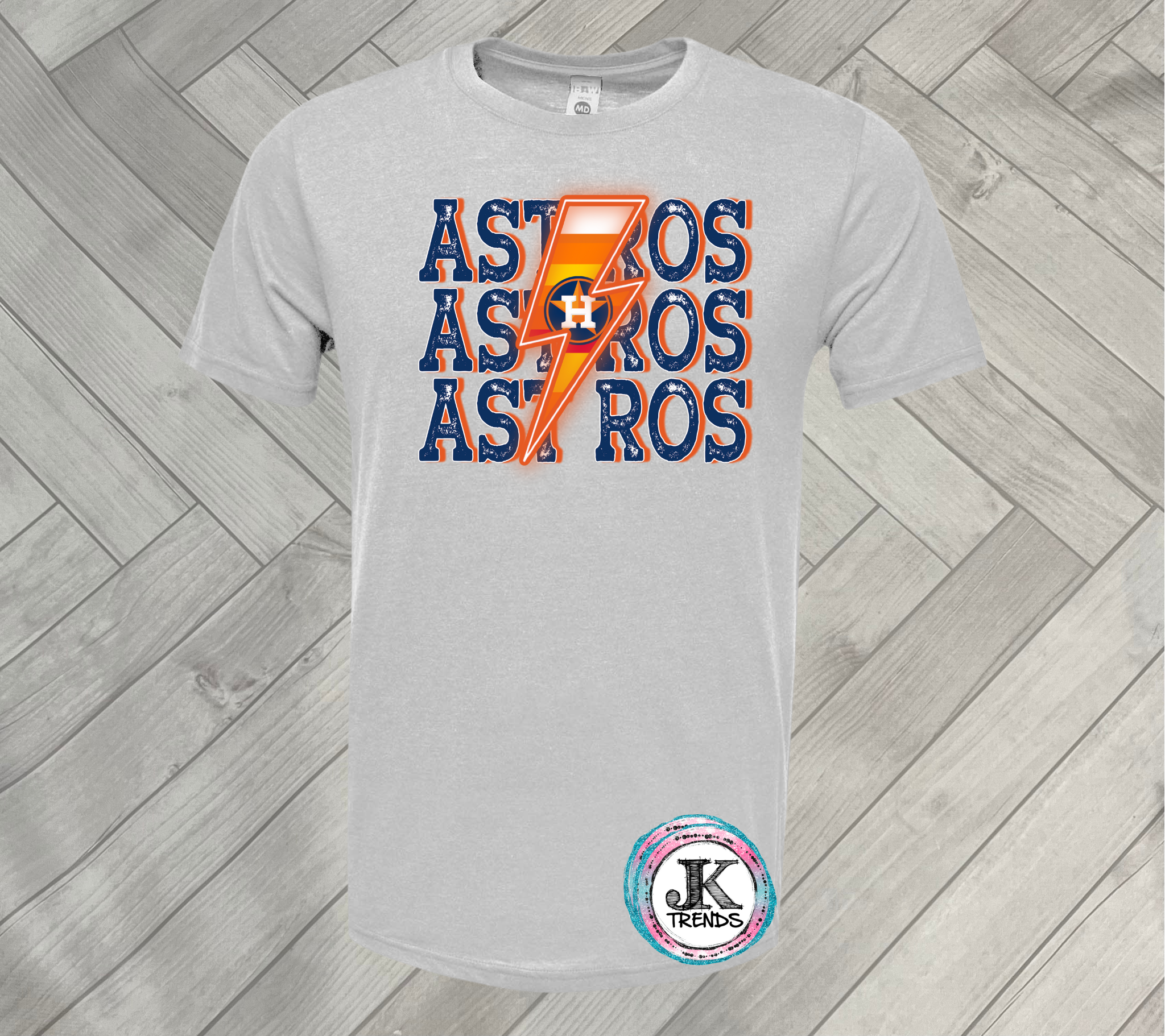 Astros Stacked Lightening Bolt Baseball Houston Short Sleeve Shirt