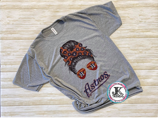 Messy Bun Astros Unisex Crew Neck