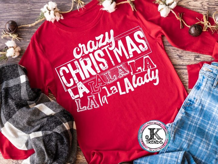 Crazy Christmas La La La Lady Holiday Bella T Shirt Crew Neck SHORT Sleeve