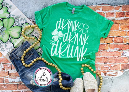 Drink Drank Drunk St Patrick's Day ADULT SHORT SLEEVE Bella Canvas