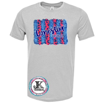 Lonestar Baseball Glitter Brushstroke Crew Neck