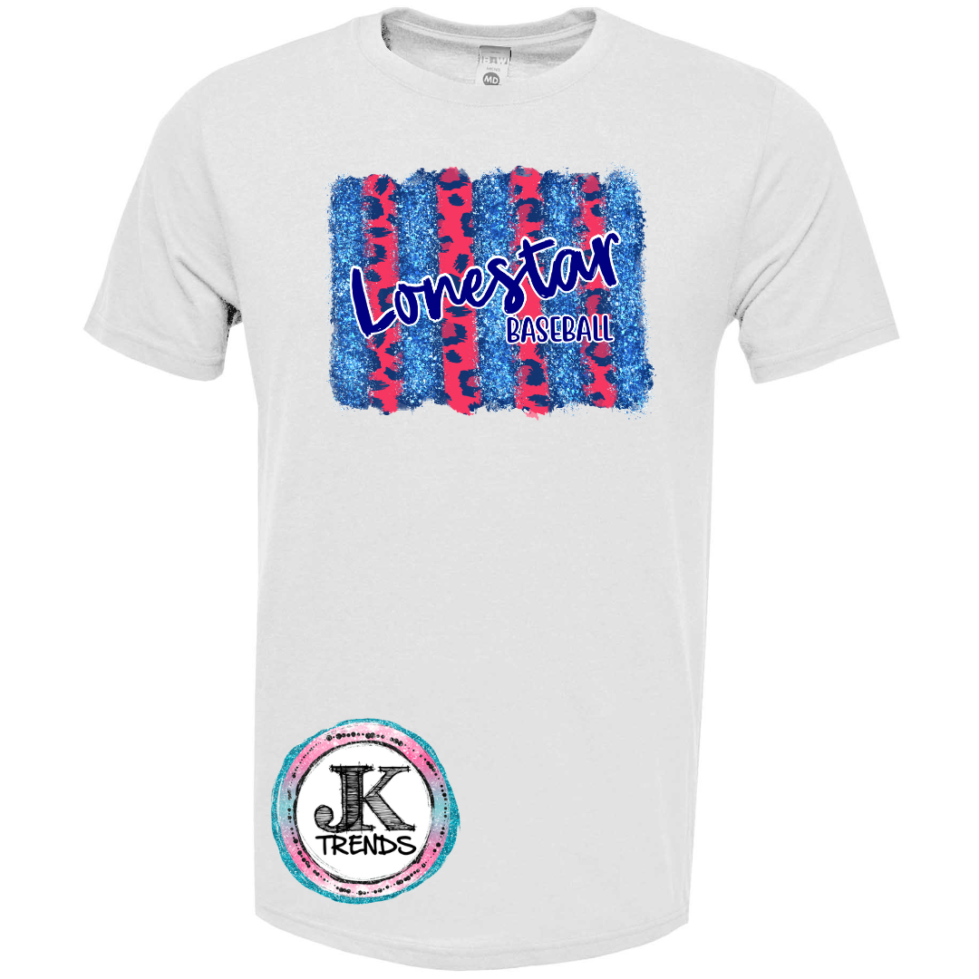 Lonestar Baseball Glitter Brushstroke Crew Neck