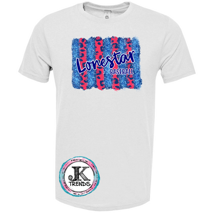 Lonestar Baseball Glitter Brushstroke Crew Neck