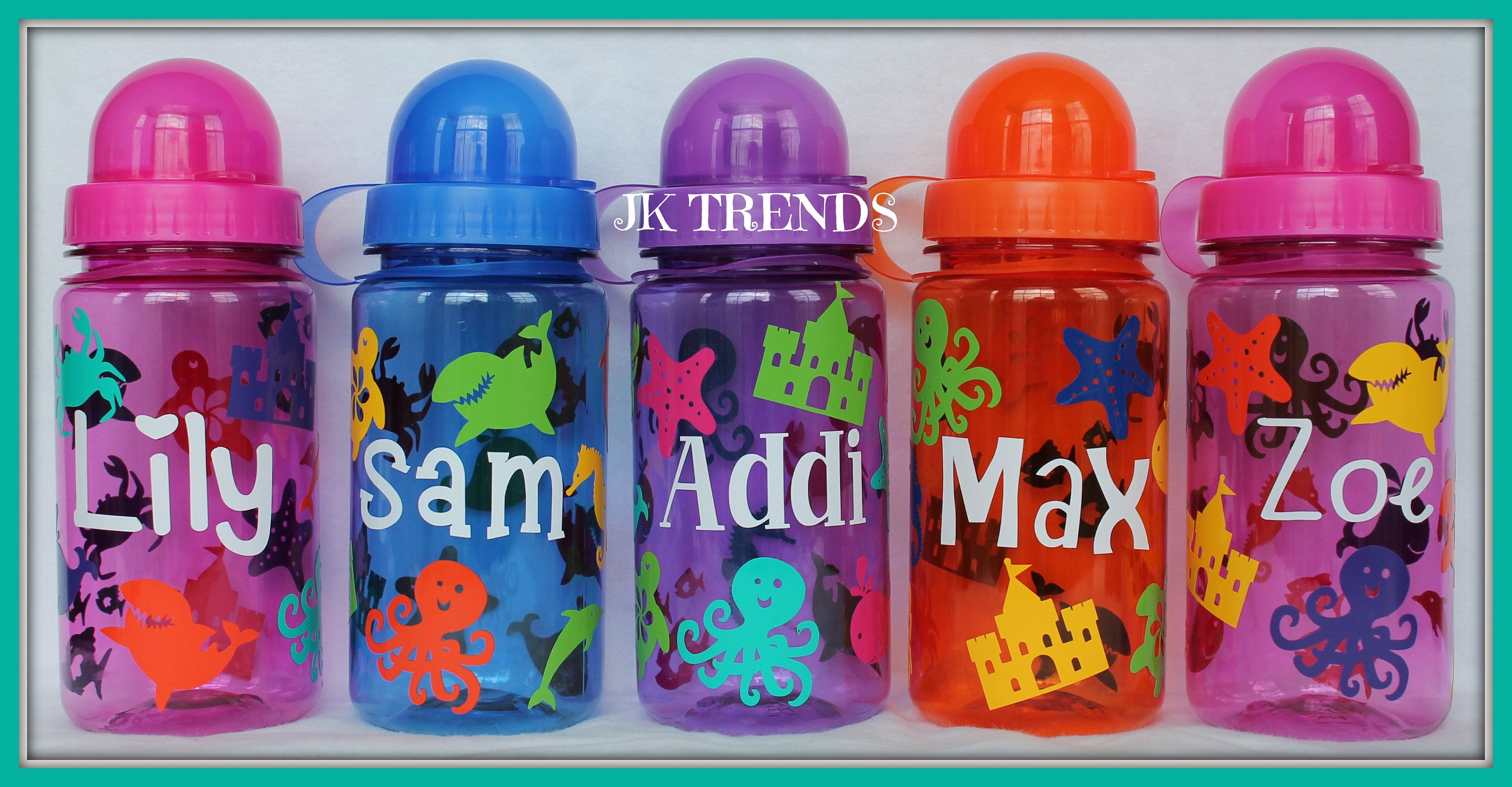 Colored Kids Water Bottles 12.5oz - Custom - Birthday - Gift - Party Favors - Travel - Lunch - School