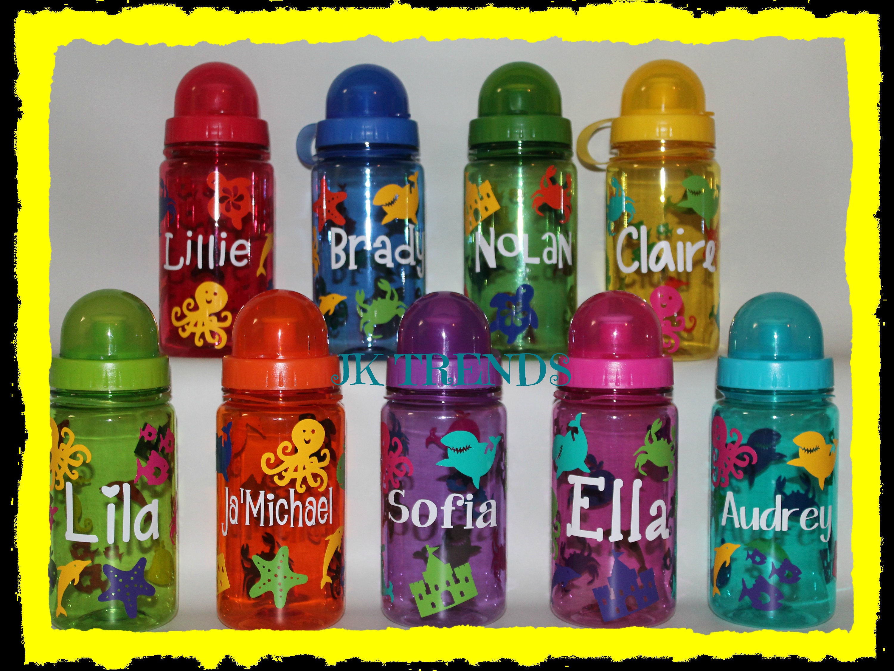Colored Kids Water Bottles 12.5oz - Custom - Birthday - Gift - Party Favors - Travel - Lunch - School