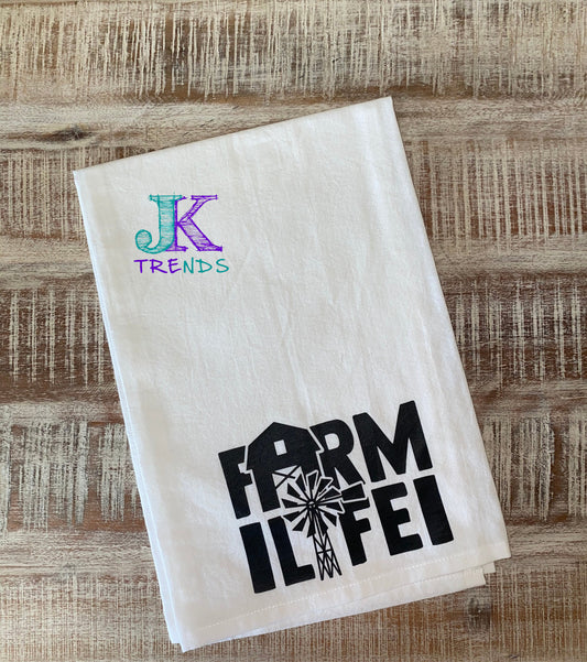 Farm Life Kitchen Towel Farm House Wedding House Warming Mothers Day Christmas Anniversary Birthday  Hostess Bridal Graduation Gift