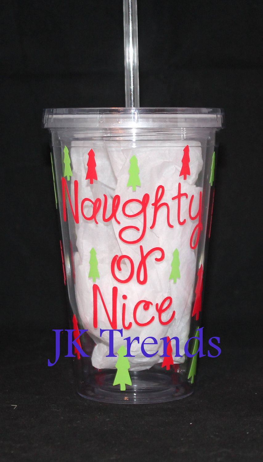 Custom "Naughty or Nice" Acrylic Tumbler - Holidays - Christmas - Party - Gift - Children - Adults - Phrases - Celebration - Travel