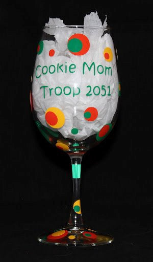 Cookie Mom Scout Leader" Wine Glass - Gift - Birthday - Club - Mom - Thank You