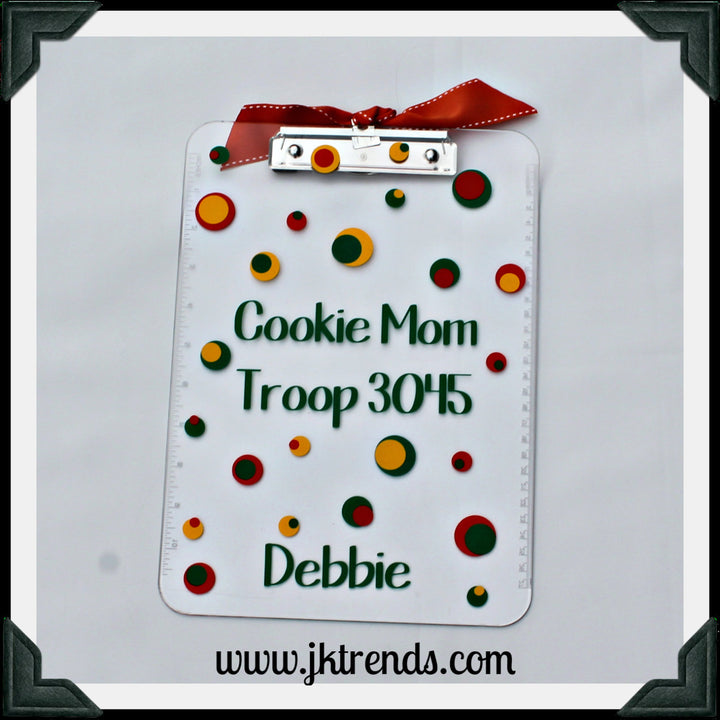 Scout Appreciation Clip Board - "Cookie Mom Troop Leader" with Name - Thank You - Christmas - End of Year - Club - Gift