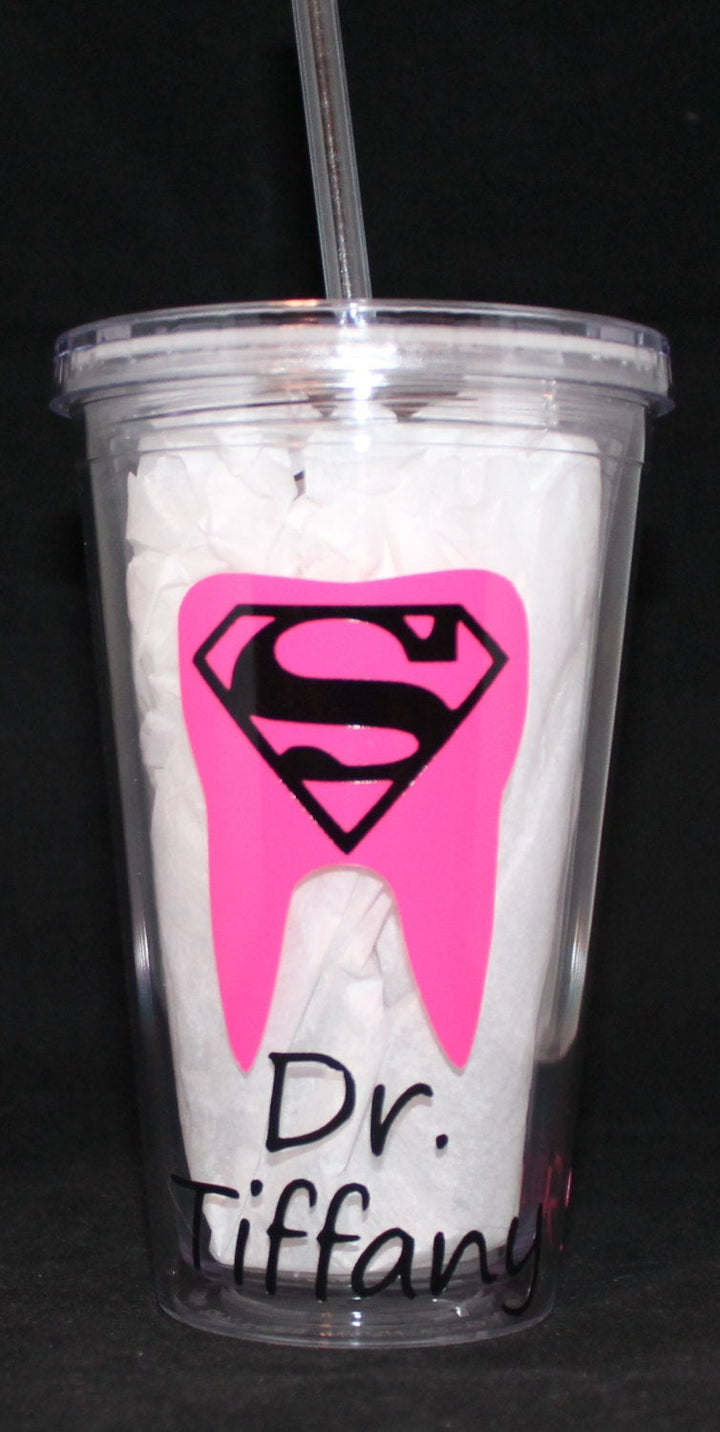 Dentist Appreciation" Acrylic Tumbler 16oz or 20oz - Thank You Gift - Beautiful Smiles - "What's your Superpower?" - Occupation