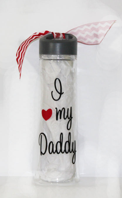 Adorable "I Love My Daddy" Water Bottle - Father's Day - Birthday - Dad - Christmas - Gift - Travel - Drink - On-the-Go - Runner - Athlete