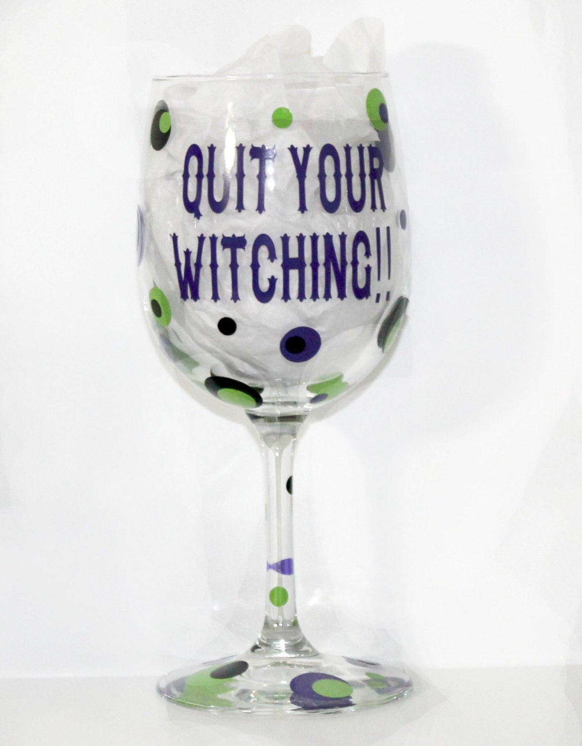 Quit your Witching Halloween Wine Glass - Name - Party - Celebration - Gift Idea - Women - Holiday - Costume - Birthday - Bachelorette