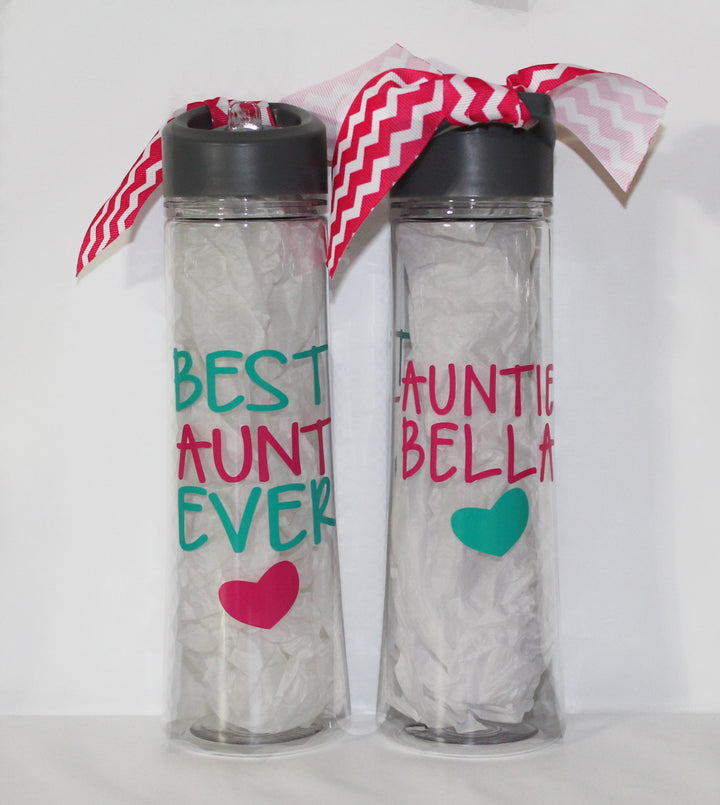Best Aunt Ever Water Bottle - Birthday - Gift Idea - From Niece or Nephew - Sports - Travel - Drink - On-the-Go - Lunch