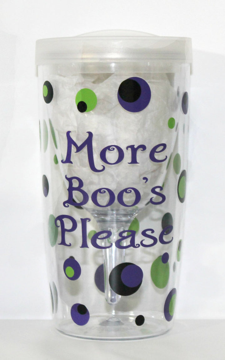 Wine Sippy Cup - "More Boo's Please - Halloween - Birthday - Party - Celebration - Gift - Girls - Women - Ghost - Themed