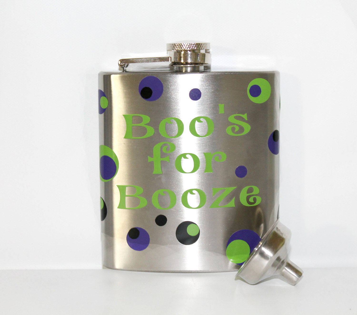 Boo's for Booze" Stainless Steel Flask with Funnel - Halloween - Birthday - Party - Celebration - Gift - Ghost - Themed - Men