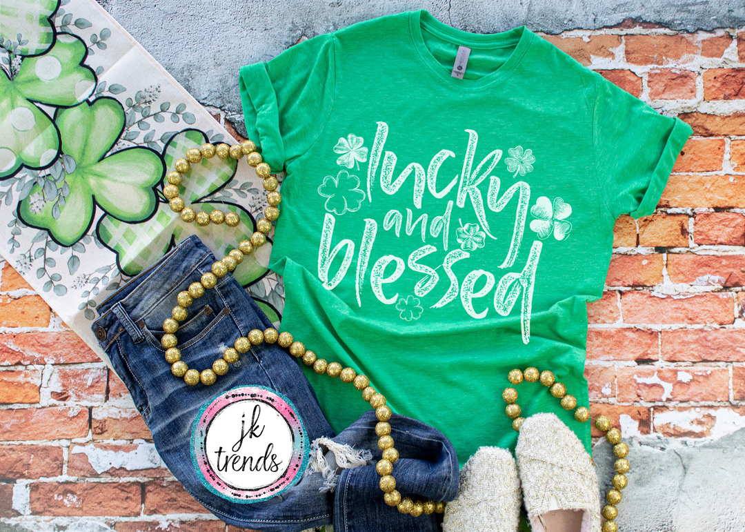 Lucky and Blessed St Patrick's Day ADULT SHORT SLEEVE Bella Canvas