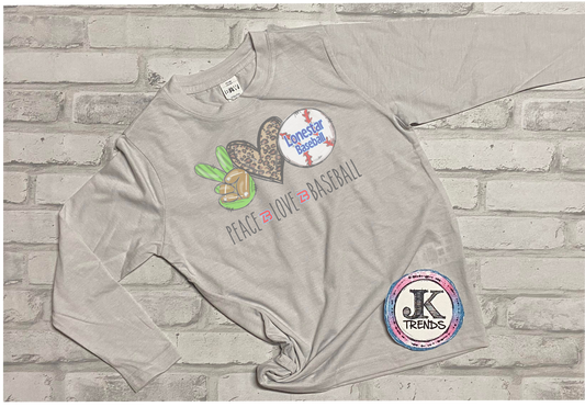 Lonestar Baseball Peace Love Baseball Long Sleeve